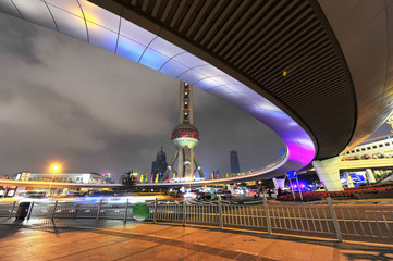 the night view of the lujiazui financial centre in shanghai china.