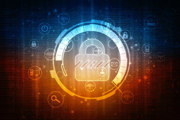 2d illustration Safety concept: Closed Padlock on digital background