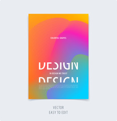 Abstract colourful graphic design of brochure in fluid liquid style with blurred smooth background.