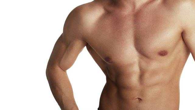 Muscular torso of bodybuilder