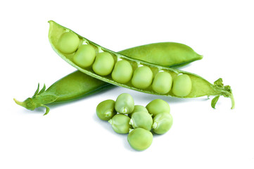 Green pea bean isolated over the white background