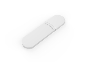 Blank white USB drive design mock up on isolated white background, 3d illustration