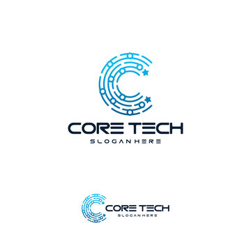 C initial Tech logo designs vector, Cool C Initial Wire logo template vector