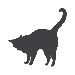Black silhouette of a cat on the side. Vector illustration