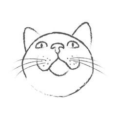 The muzzle of the cat that looks up. Cute Vector Sketch