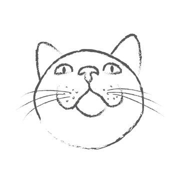 The muzzle of the cat that looks up. Cute Vector Sketch