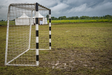 Fototapeta na wymiar Gates for mini football at the summer festival