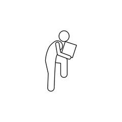 a man is holding a box on his knees icon. Element of man carries a box illustration. Premium quality graphic design icon. Signs and symbols collection icon for websites