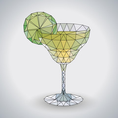 Abstract polygonal tirangle cocktail margarita. Hipster cocktail menu