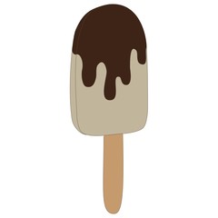 Ice cream in chocolate on a stick. Vector illustration
