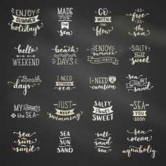 Vector hand-drawn chalk lettering on sea / ocean theme.