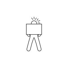 the person is assiduously carrying a box icon. Element of man carries a box illustration. Premium quality graphic design icon. Signs and symbols collection icon for websites