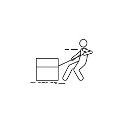 a man pushes a box with a rope icon. Element of man carries a box illustration. Premium quality graphic design icon. Signs and symbols collection icon for websites