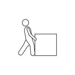 the person pushes the box hard icon. Element of man carries a box illustration. Premium quality graphic design icon. Signs and symbols collection icon for websites