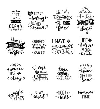 Vector hand-drawn lettering on sea / ocean theme.