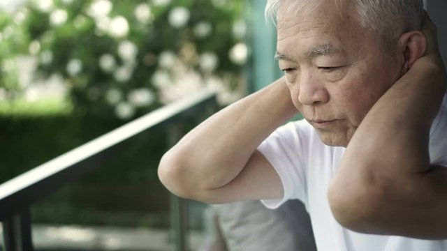 Asian senior man stress worry expression 4k