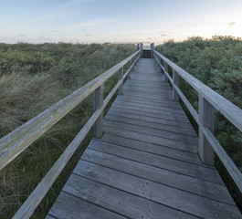 Fototapeta premium Holzbohlenweg, Ostfriesland, Juist,