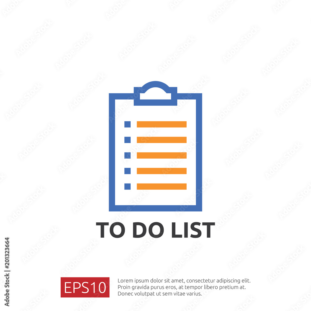 Poster to do list or planning icon in flat style. vector illustration concept of checklist paper sheet remi