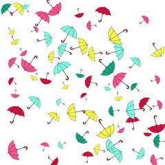 Fototapeta premium Pretty summer background with umbrellas. Umbrellas In Cartoon Free Style. Pattern Art Illustration Vector