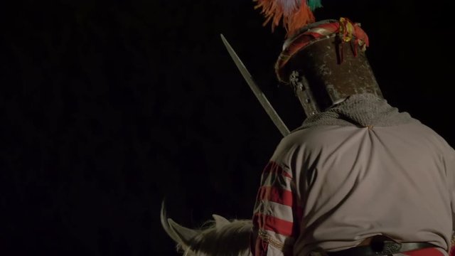 Knights fighting in a joust during a middle ages reenacting on July 28 2017, Arezzo (Italy)