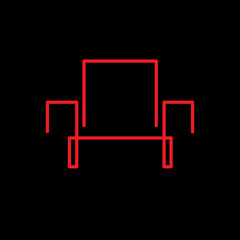 Vector logo, abstract modern armchair on black background