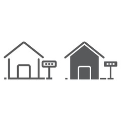 Home for rent line and glyph icon, real estate and home, sale sign vector graphics, a linear pattern on a white background, eps 10.