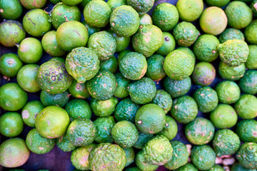 sale of combava and lemon on local market of Reunion Island