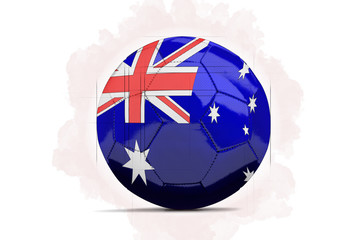 Digital Artwork sketch of a Soccer ball with team flag. Australia, Asia