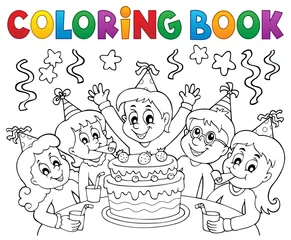 Photo sur Aluminium Pour enfants Coloring book kids party topic 1