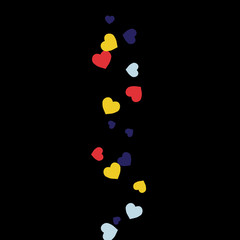 Festive Background with Colorful hearts. Delicate Pattern for Postcard, Print, Banner or Poster. Pretty hearts For Party Decoration, Wedding, Birthday or Anniversary Invitation. Vector