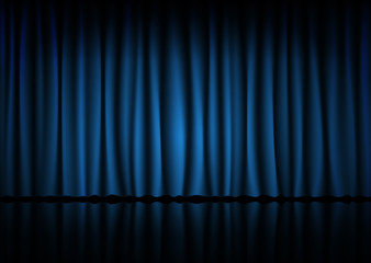 Blue curtain from the Cinema, theater, opera house