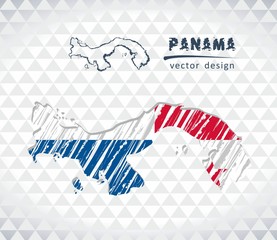 Map of Panama with hand drawn sketch pen map inside. Vector illustration