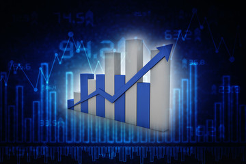 3d rendering Stock market online business concept. business Graph 