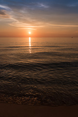Sunset at beautiful empty beach. Sunset Beach,  Koh Rong Samloem. Cambodia.