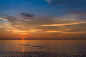 Sunset at beautiful empty beach. Sunset Beach,  Koh Rong Samloem. Cambodia.