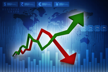 3d illustration inflation and deflation graph