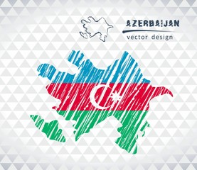 Map of Azerbaijan with hand drawn sketch pen map inside. Vector illustration