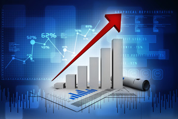 3d rendering Stock market online business concept. business Graph 