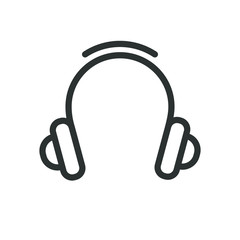 Black and white linear headphone icon
