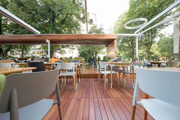 Modern restaurant terrace in the summer