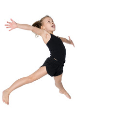 Girl gymnast jumping.