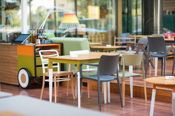 Modern restaurant terrace in the summer