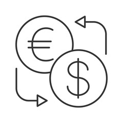 Euro and dollar currency exchange linear icon