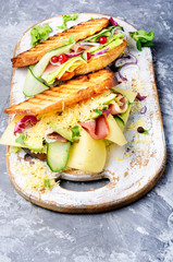 Sandwiches on cutting board