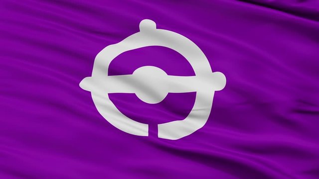 Funabashi close up flag, Chiba prefecture, realistic animation seamless loop - 10 seconds long