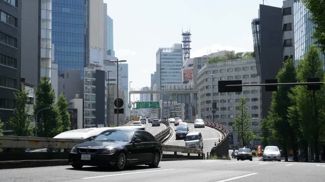 Time lapse of a busy intersection in Tokyo in a sunny day