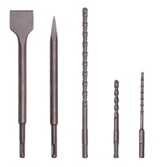 Various hammer drill bits close-up.