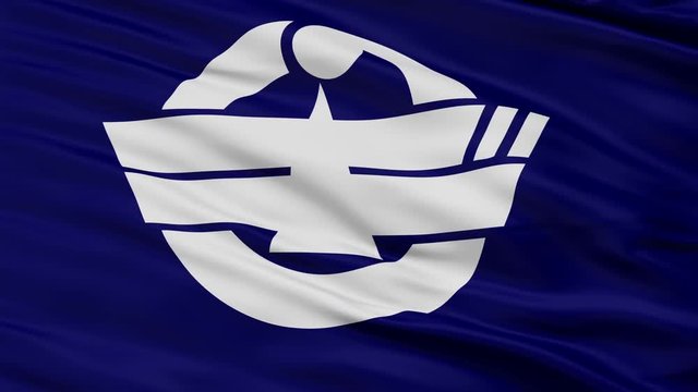 Ginowan close up flag, Okinawa prefecture, realistic animation seamless loop - 10 seconds long
