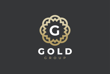 Premium universal monogram letter G initials logo. Abstract elegant flower logo icon vector design. Universal creative premium symbol. Luxury abc jewel logotype.