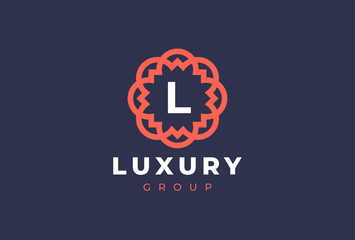 Premium universal monogram letter L initials logo. Abstract elegant flower logo icon vector design. Universal creative premium symbol. Luxury abc jewel logotype.
